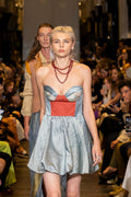 Indigo Hemp silk Cocktail Dress