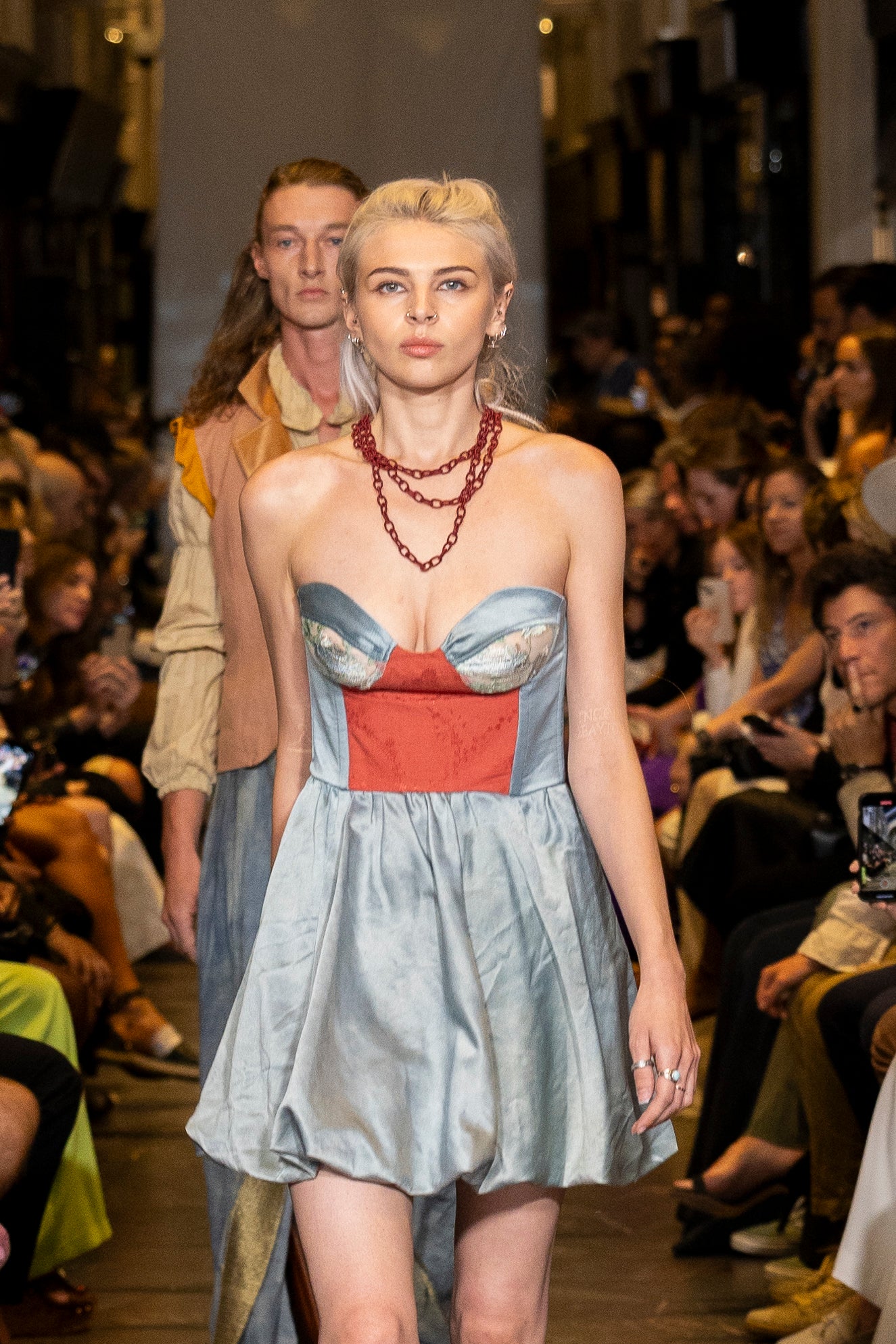 Indigo Hemp silk Cocktail Dress