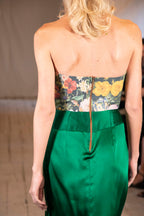 Emerald Silk Flower Gown